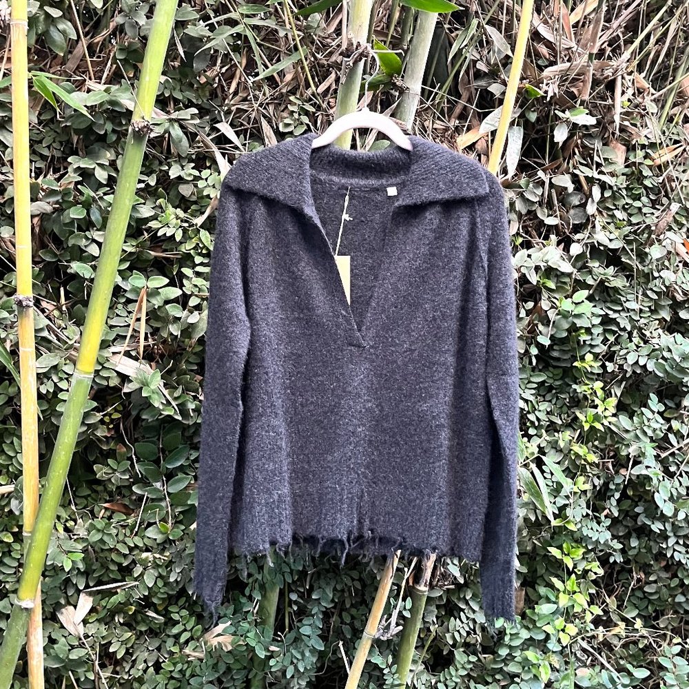 NWT 100% cashmere Brazeau Tricot grey pullover sweater (size 1/s)